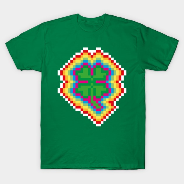 8-bit Rainbow Clover T-Shirt by GraphicBazaar